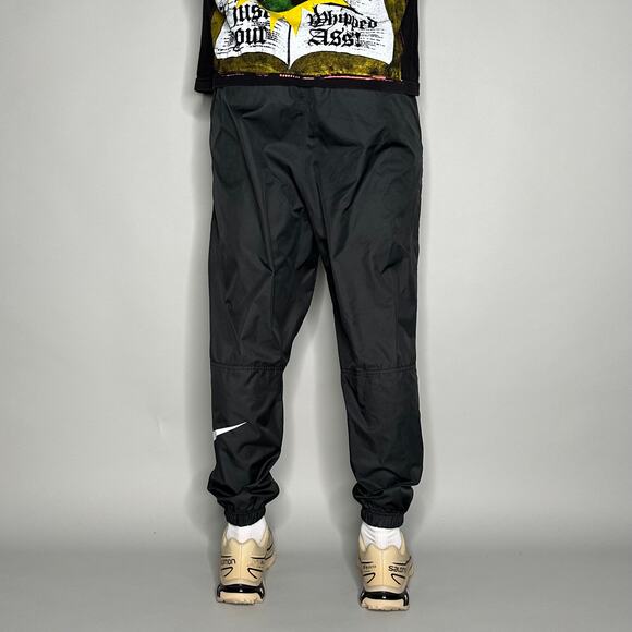 Vintage Y2K Nike Tactical Track Pants Men M Black White Swoosh Polyester Joggers - Picture 3 of 4